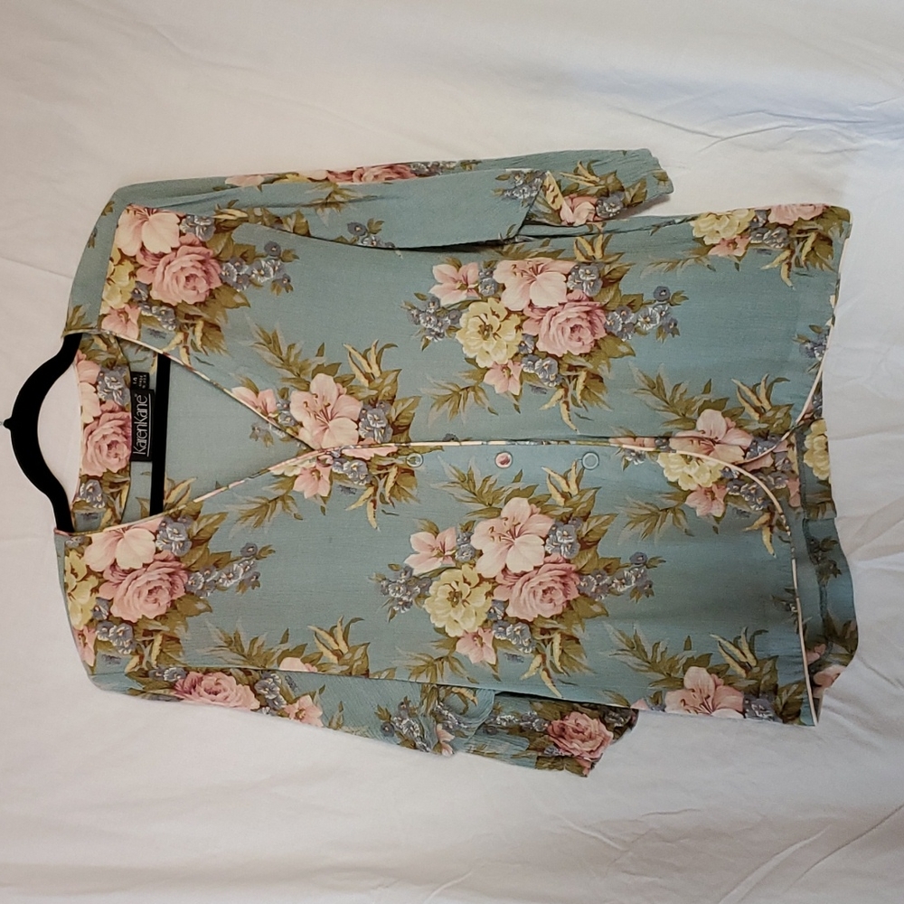 KarenKane Blouse Floral 14 pastel teal
